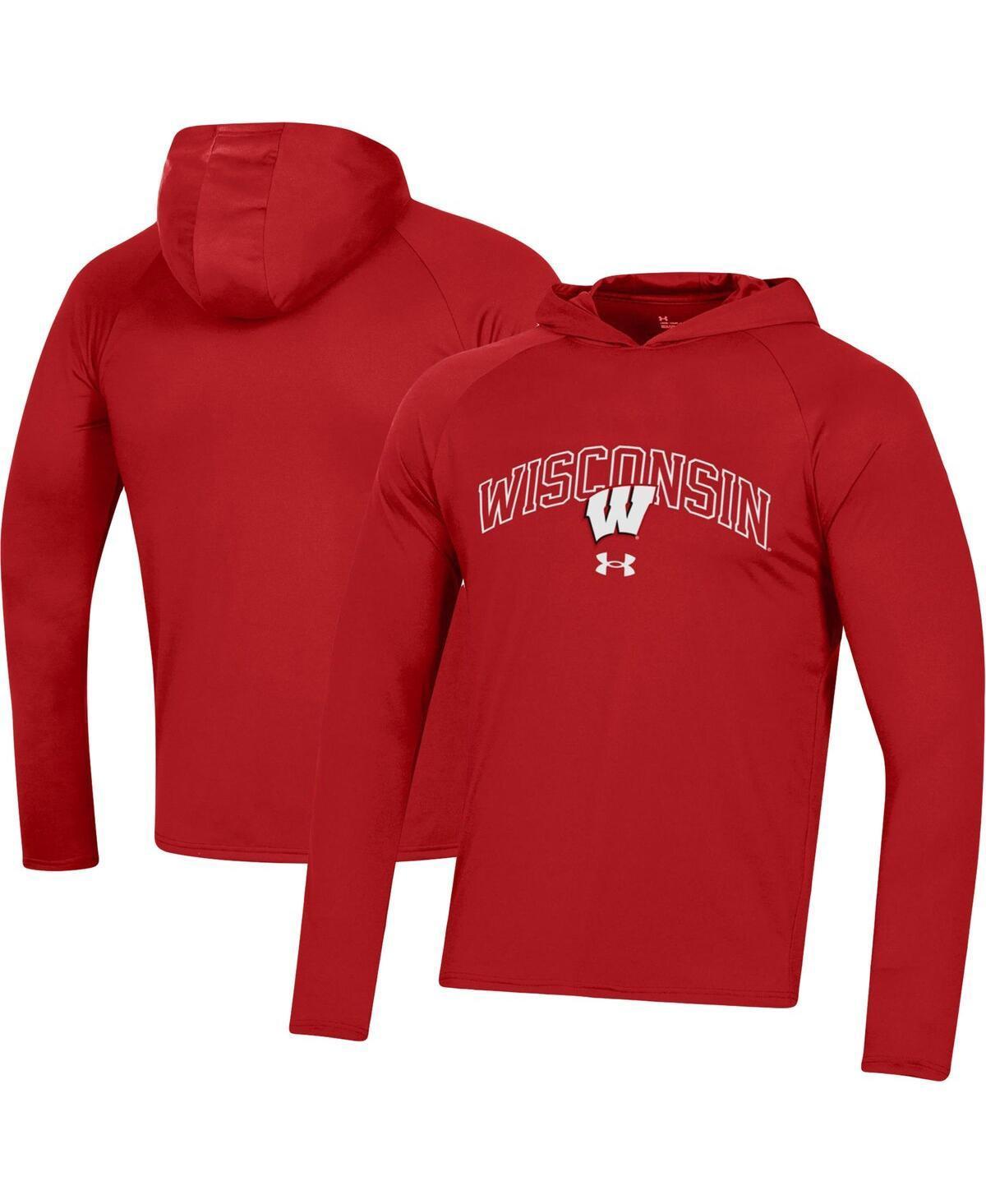 Mens Under Armour Wisconsin Badgers 2023 Sideline Tech Hooded Raglan Long Sleeve T-Shirt Product Image