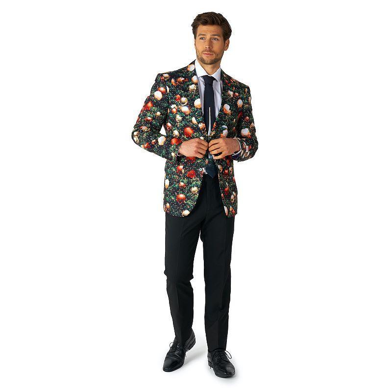 Mens OppoSuits Metallic Christmas Tree Modern-Fit Suit & Tie Set Shine Green Product Image