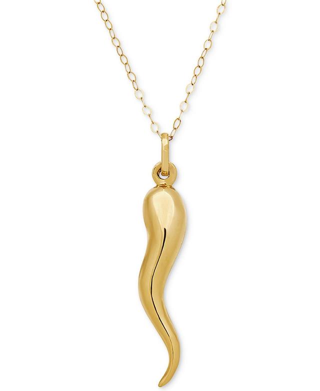 Everlasting Gold 10k Gold Polished Italian Horn Pendant Necklace, Womens Yellow Product Image