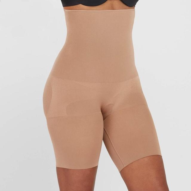 ASSETS by SPANX Womens Remarkable Results High-Waist Mid-Thigh Thigh Shapers - Caf Au Lait 1X Product Image