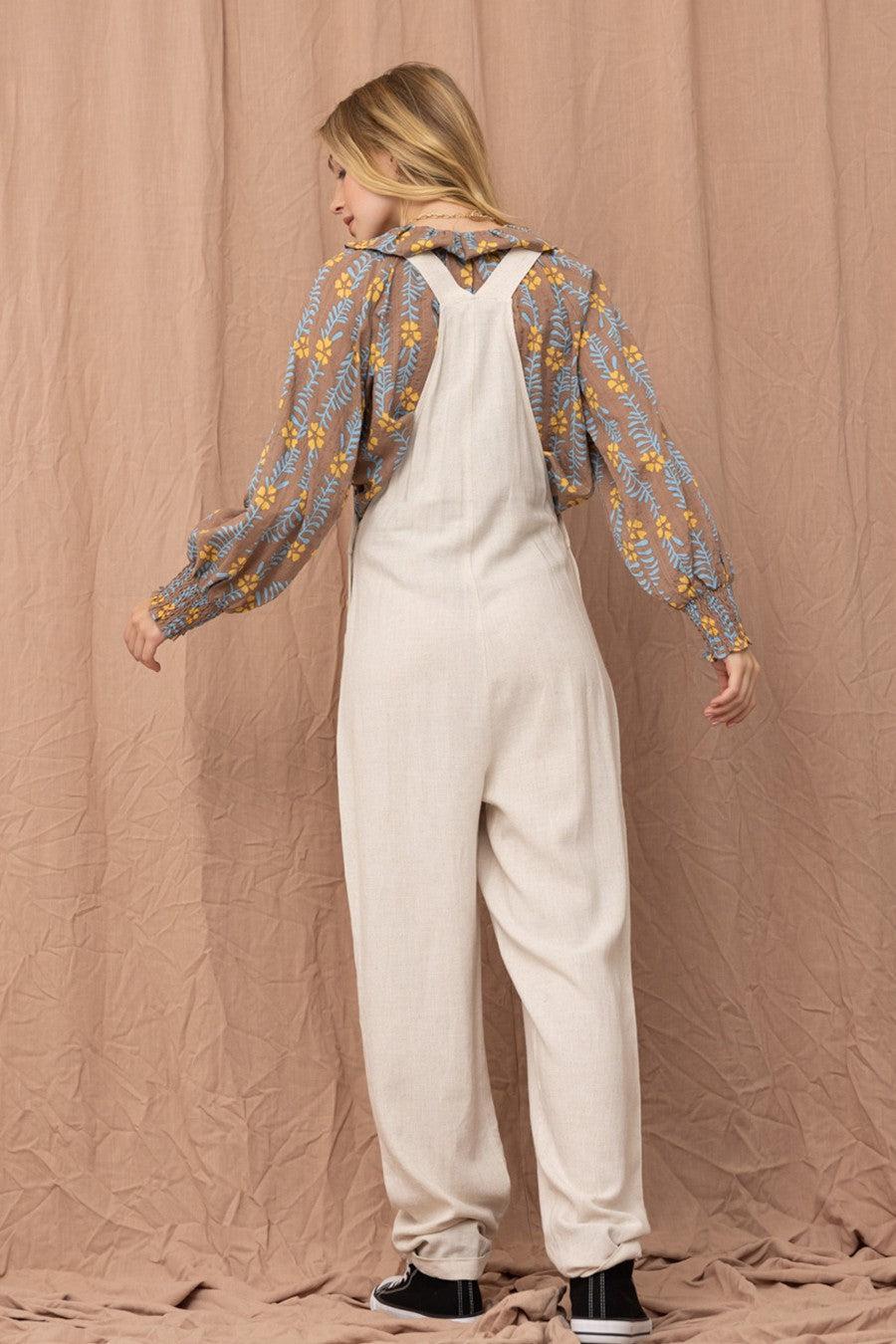 Linen Mix Jumpsuit Overalls Product Image