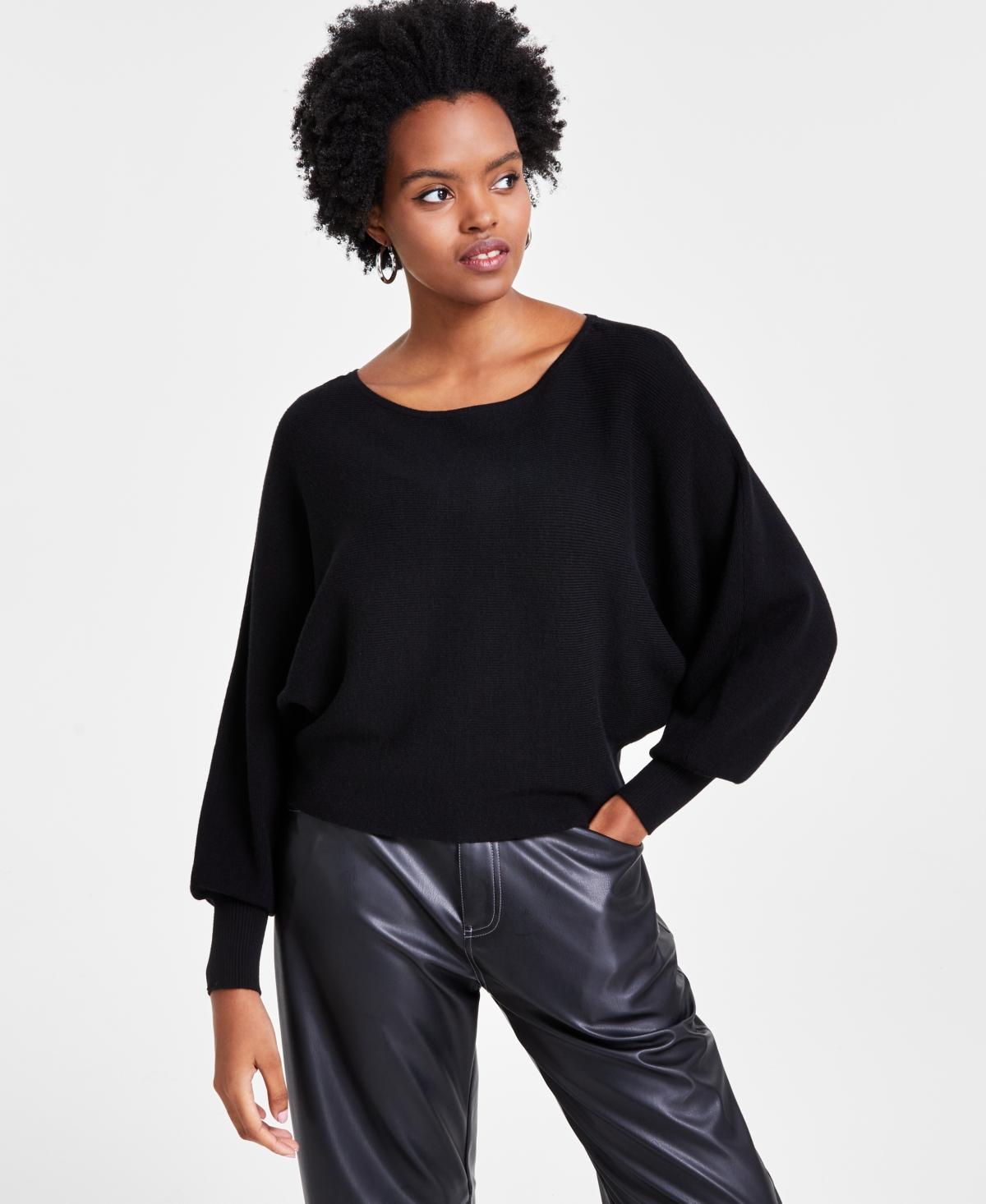 Bar Iii Womens Ribbed Boat-Neck Dolman-Sleeve Sweater, Created for Macys Product Image