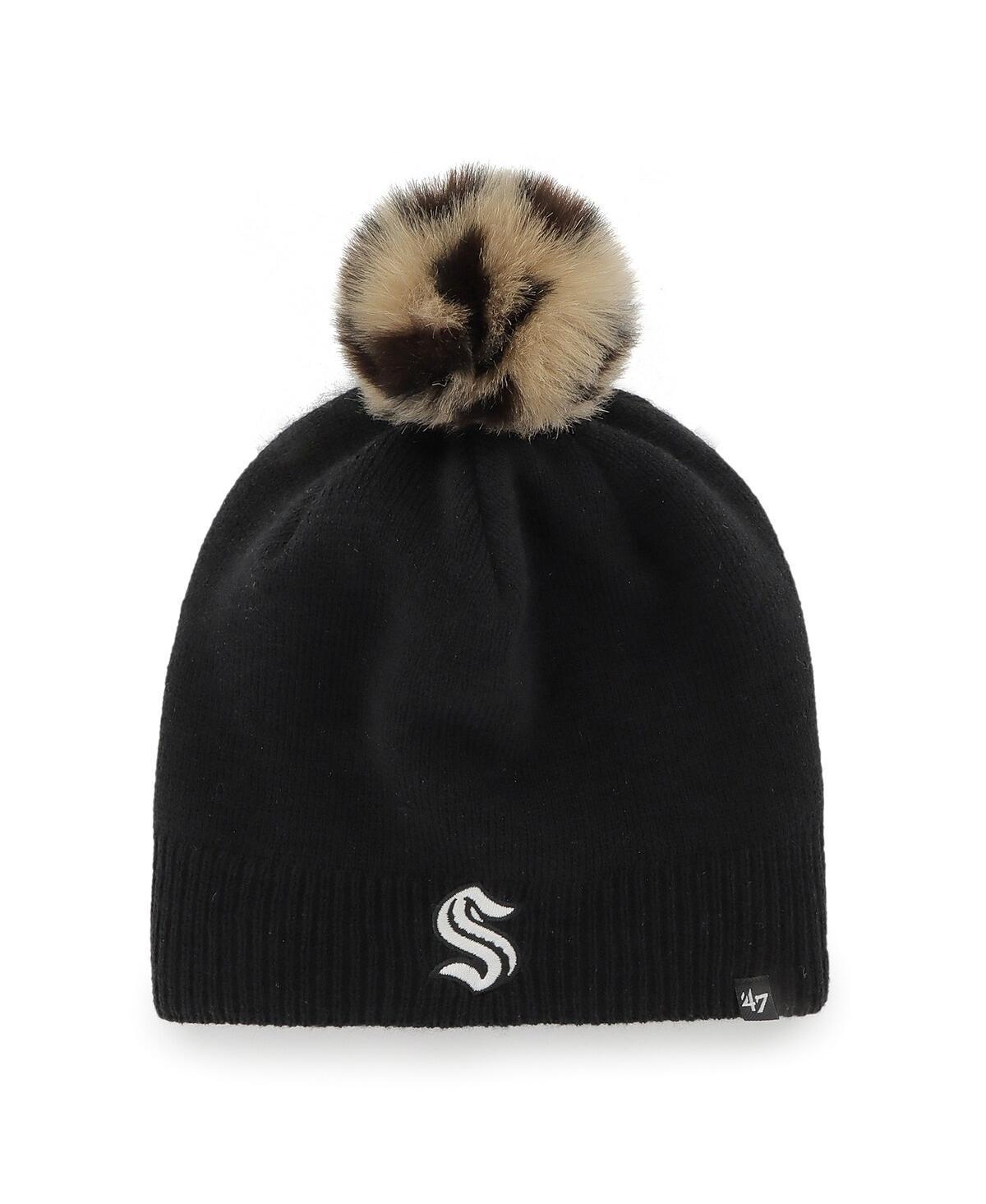 Womens 47 Black Seattle Kraken Serengeti Knit Beanie with Pom Product Image