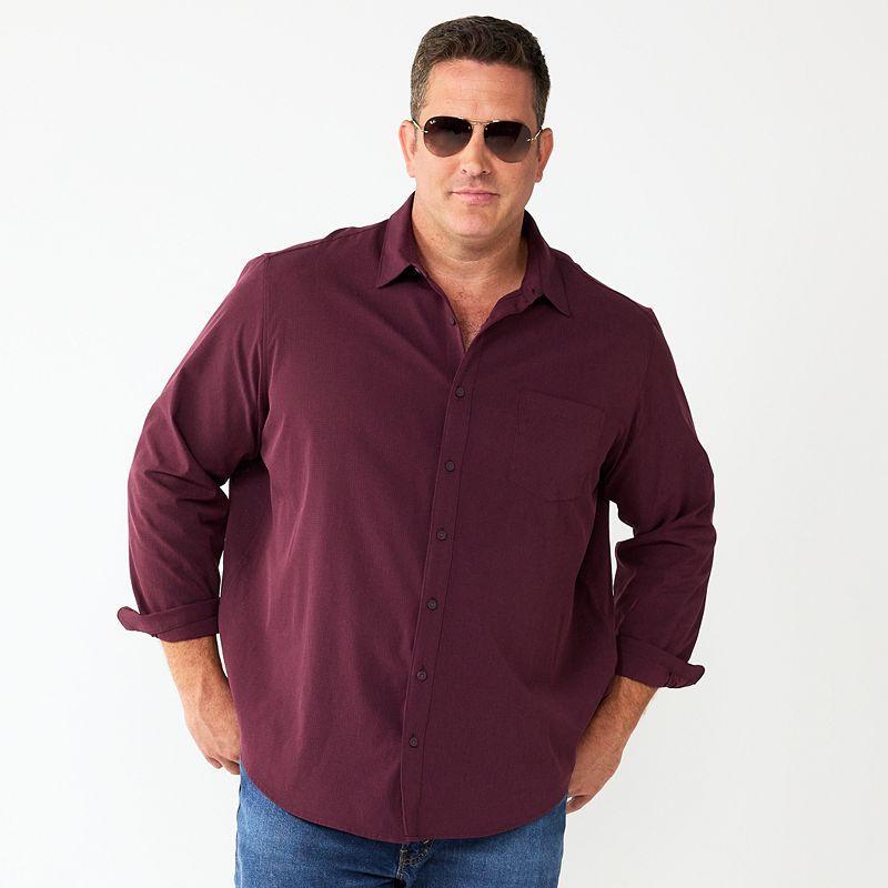 Big & Tall Apt. 9 Button-Down Tech Shirt, Mens Red Tasting Product Image