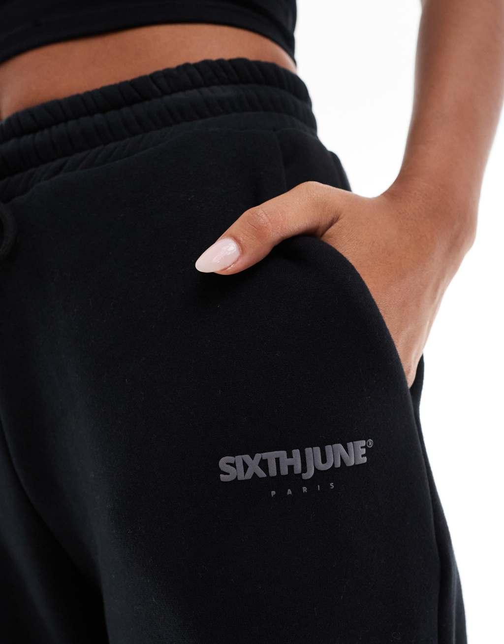 Sixth June printed motif straight leg sweatpants in black - part of a set Product Image