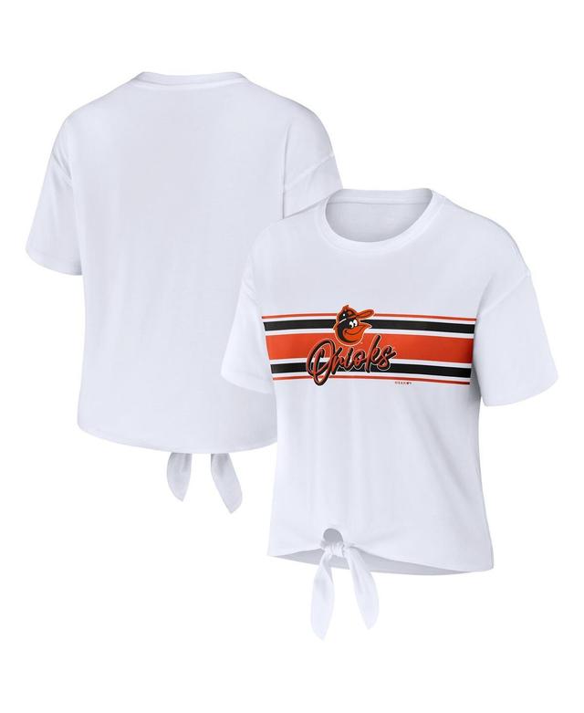 Womens WEAR by Erin Andrews Baltimore Orioles Tie-Front T-Shirt Product Image