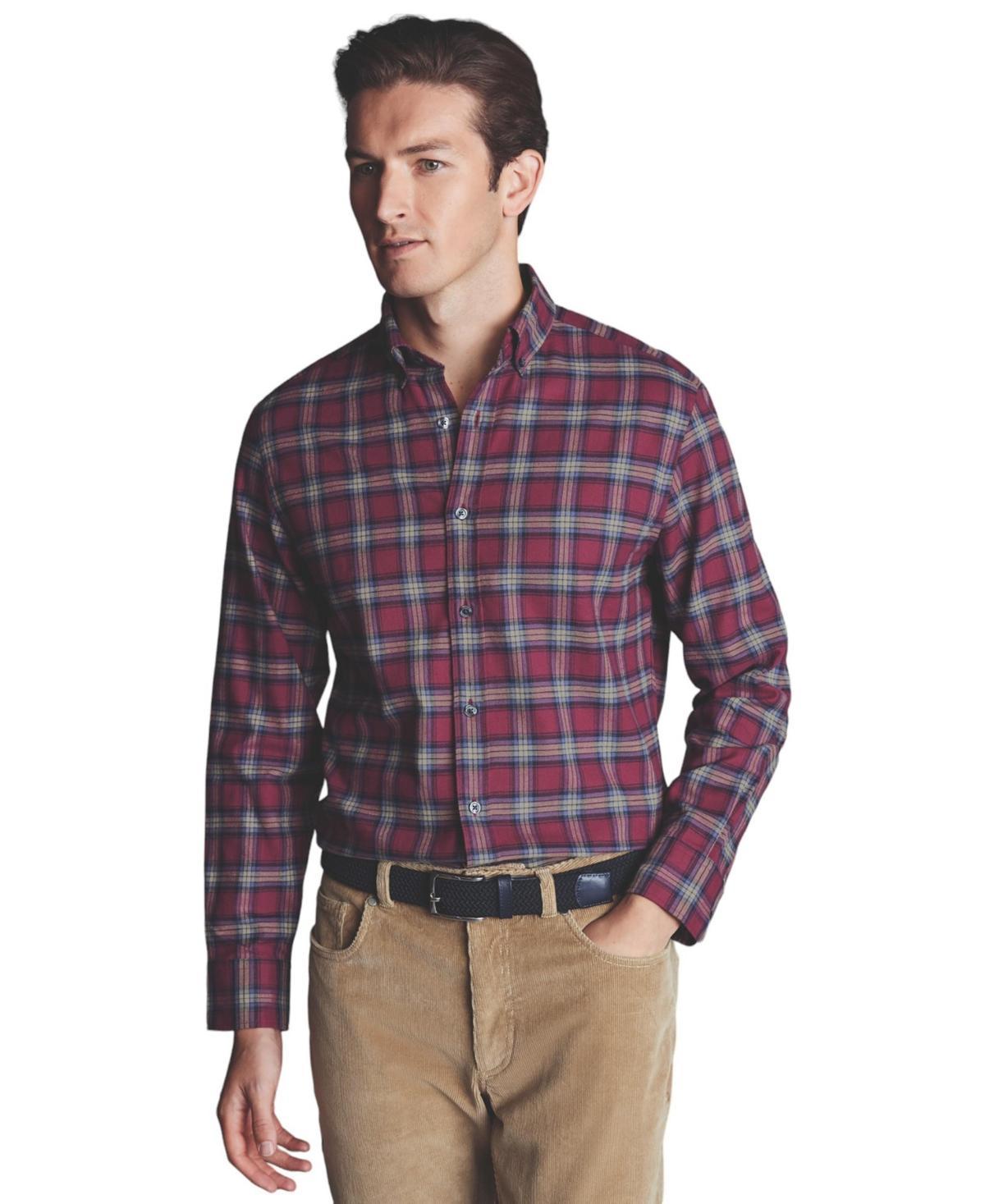 Charles Tyrwhitt Mens Slim Fit Button-Down Collar Brushed Flannel Check Shirt Product Image