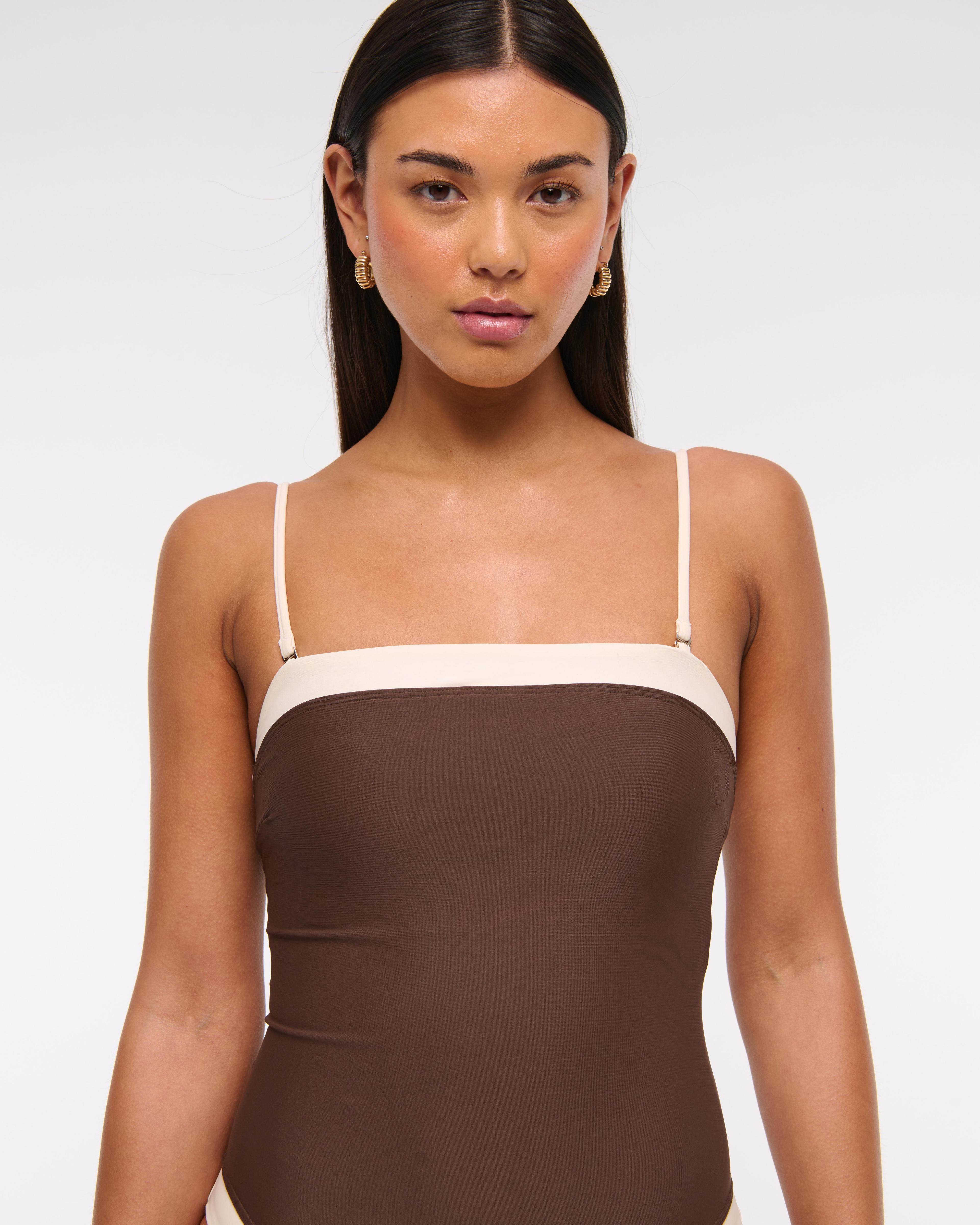 Straight Neck One-Piece Swimsuit Product Image