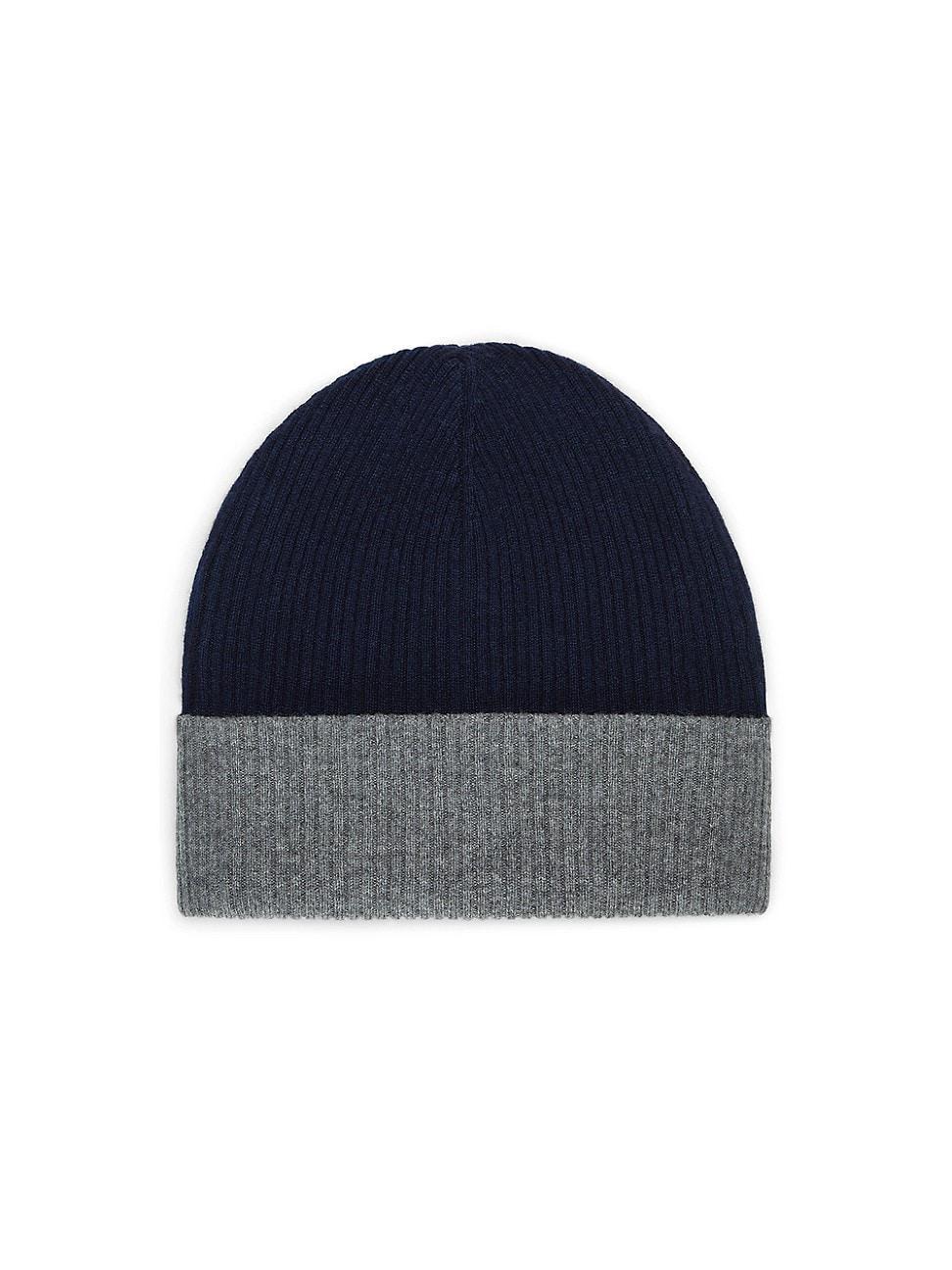 Mens Cashmere Double Knit Ribbed Beanie Product Image