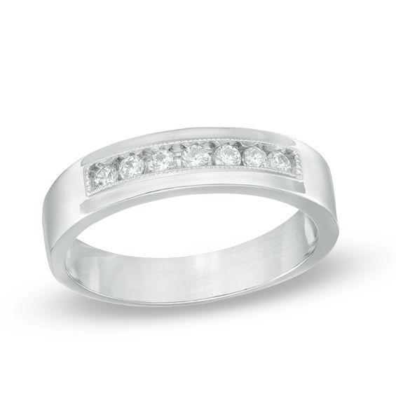 Men's 1/4 CT. T.w. Diamond Wedding Band in Sterling Silver Product Image