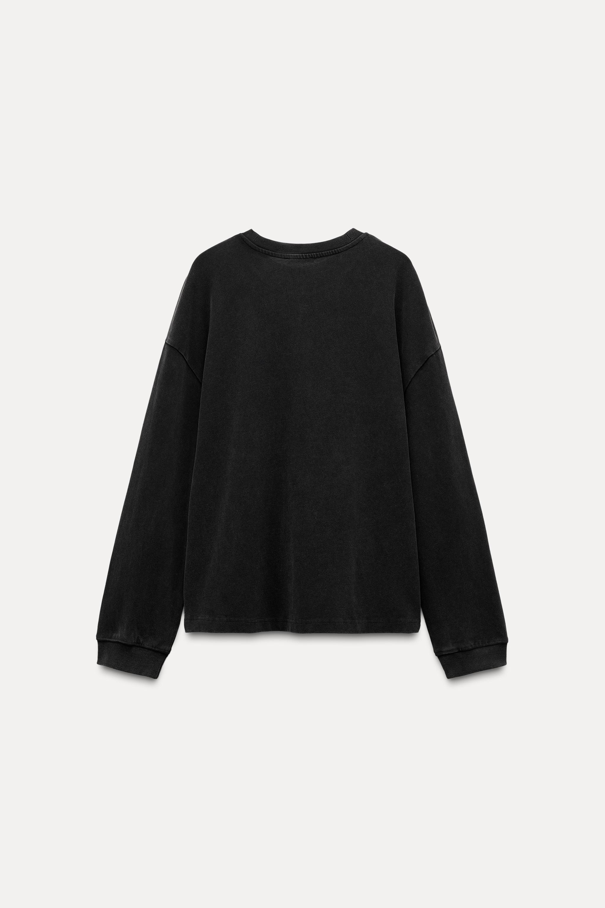 WASHED EFFECT LONG SLEEVE T-SHIRT Product Image