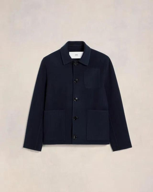 AMI ALEXANDRE MATTIUSSI Boxy Buttoned Jacket Blue In Navy Blue Product Image