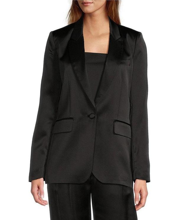 Antonio Melani Bemadette Satin Notch Lapel Long Sleeve Button Front Blazer Product Image