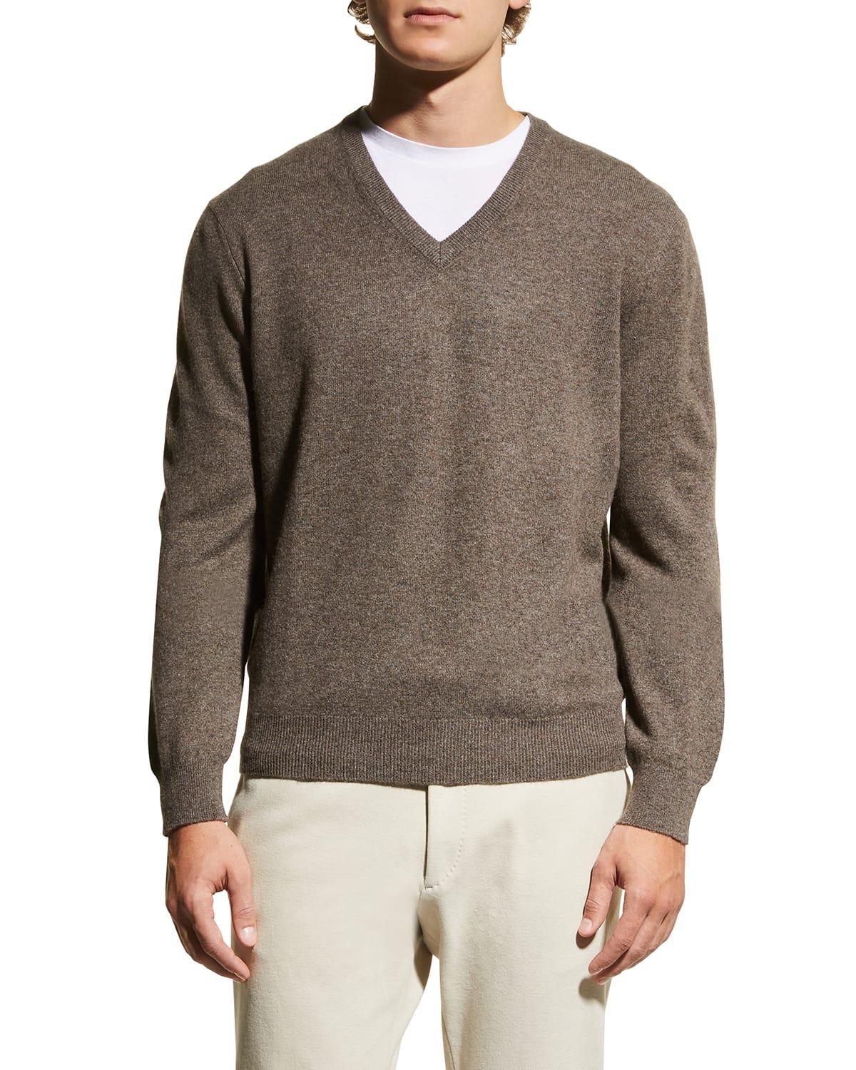 Mens Wool-Cashmere Knit V-Neck Sweater Product Image