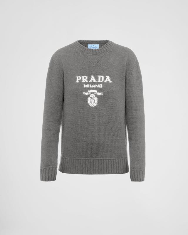 Cashmere and wool Prada logo crew-neck sweater Product Image