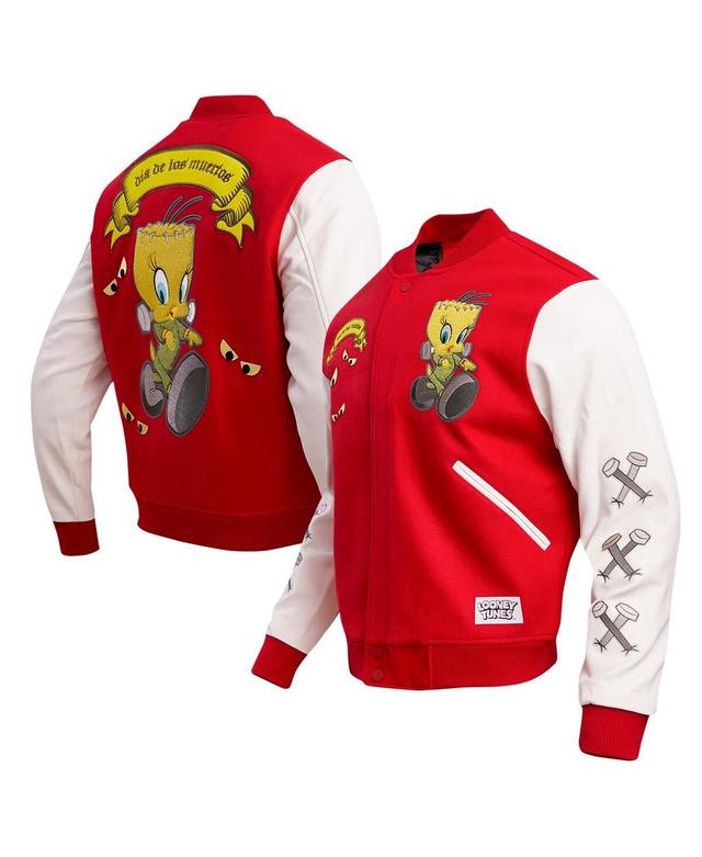 Mens Freeze Max Red Looney Tunes Franken Tweety Varsity Full-Snap Jacket Product Image