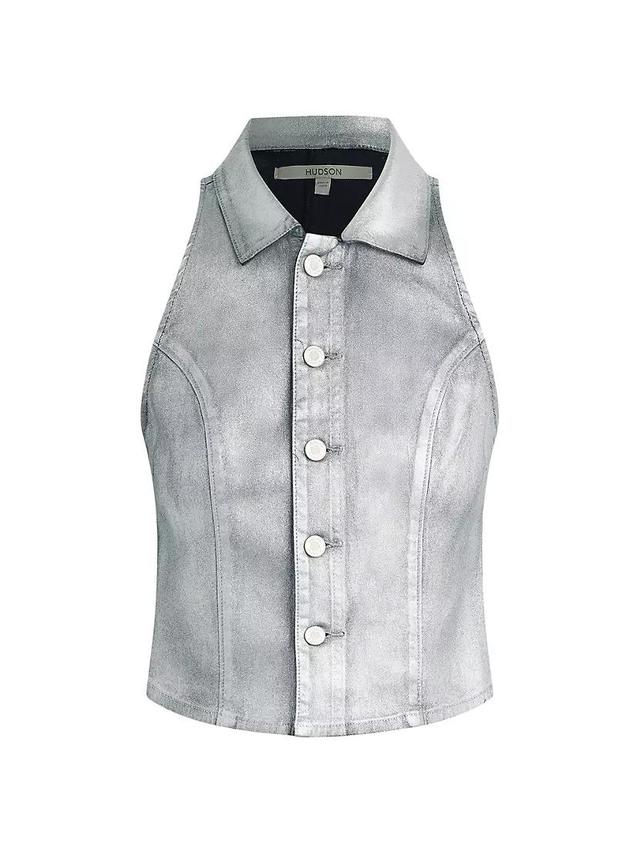 Metallic Denim Halter Vest Product Image