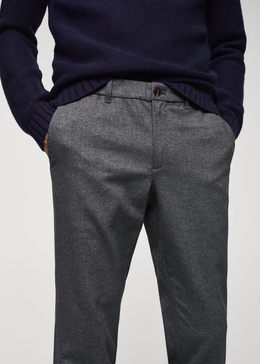 MANGO MAN - Slim fit structured cotton pants light heather greyMen Product Image