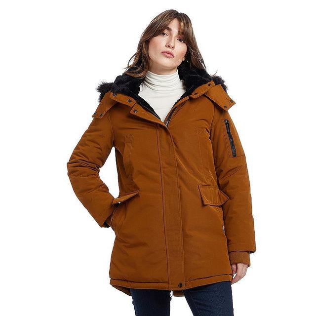 Womens Nine West Hooded Faux Fur Trimmed Storm Weight Parka Product Image