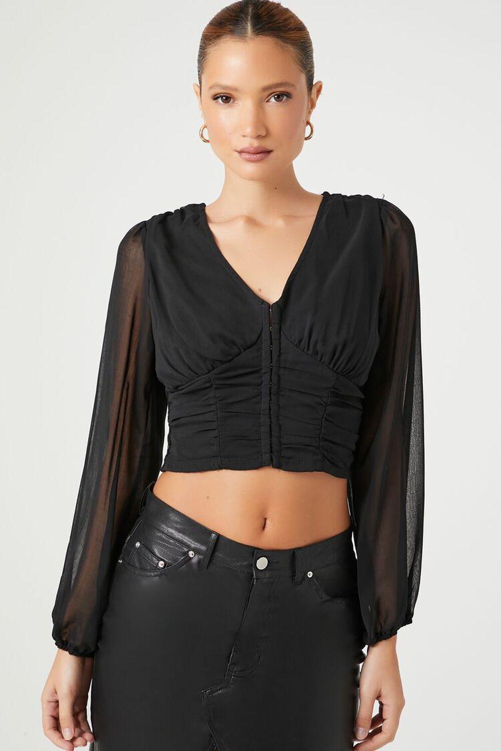 Peasant-Sleeve Crop Top | Forever 21 Product Image