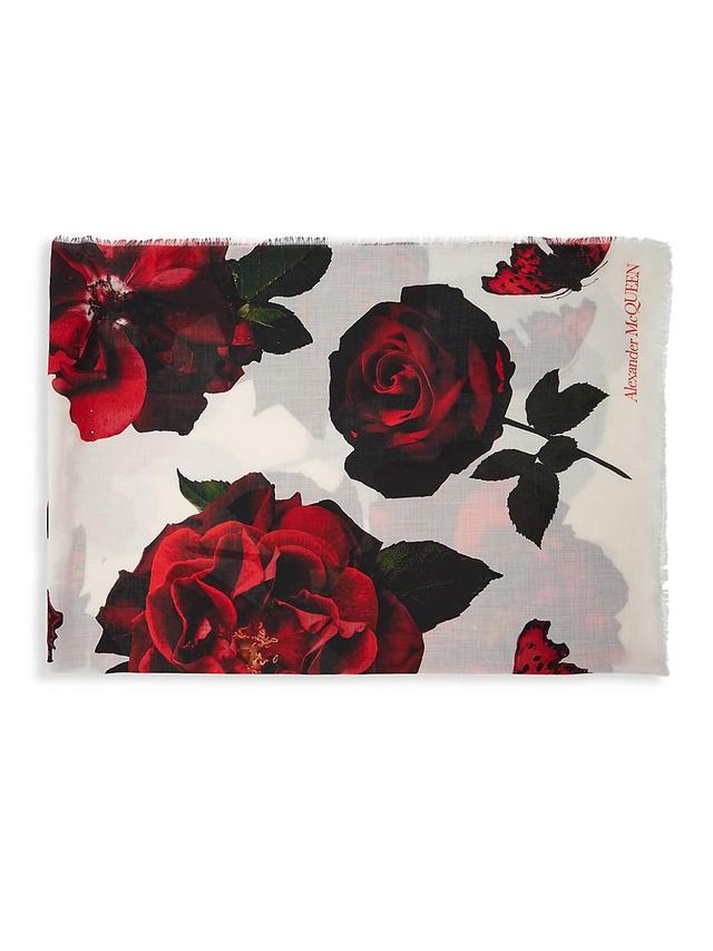 Womens Rose Silk Scarf Product Image