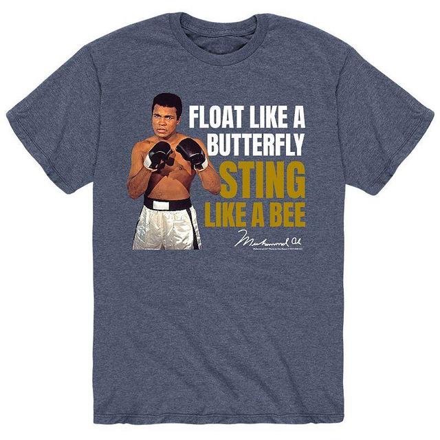 Mens Ali Float Like A Butterfly Tee Grey Blue Product Image