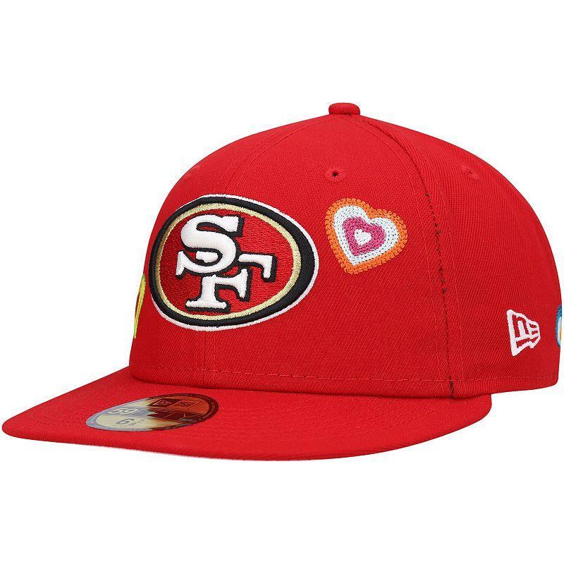 Mens New Era Scarlet San Francisco 49ers Chain Stitch Heart 59FIFTY Fitted Hat Product Image