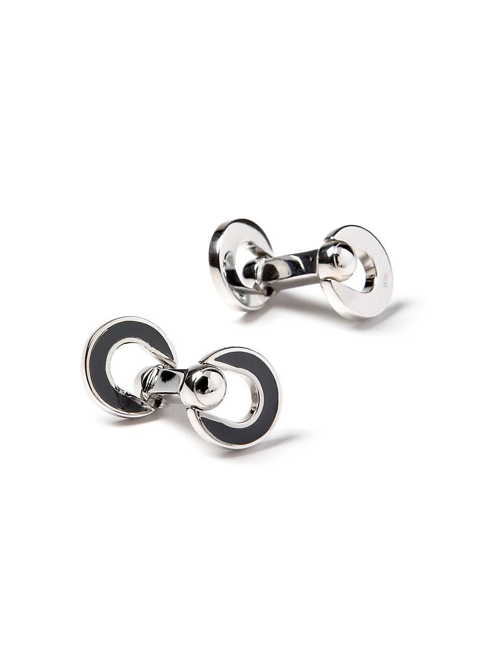 Mens Horseshoe Sterling Silver & Enamel Cufflinks Product Image