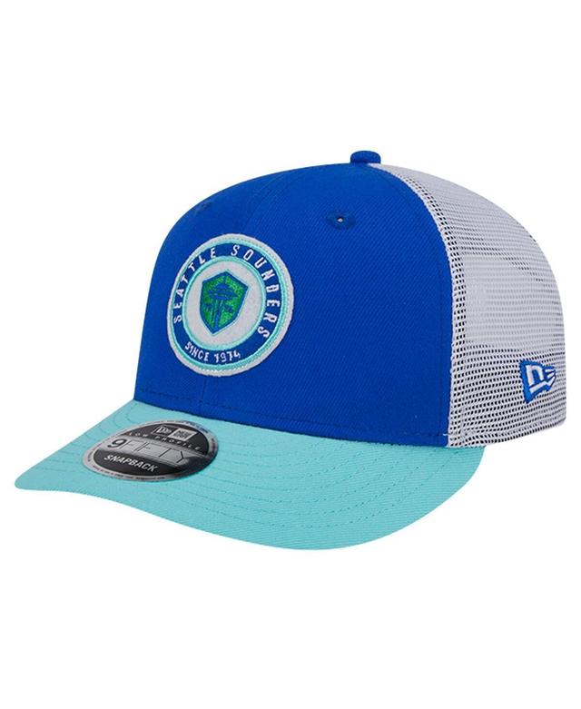 New Era Mens Blue Seattle Sounders Fc Throwback Trucker Low Profile 9FIFTY Snapback Hat Product Image