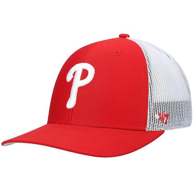 Mens 47 /White Philadelphia Phillies Primary Logo Trucker Snapback Hat Product Image