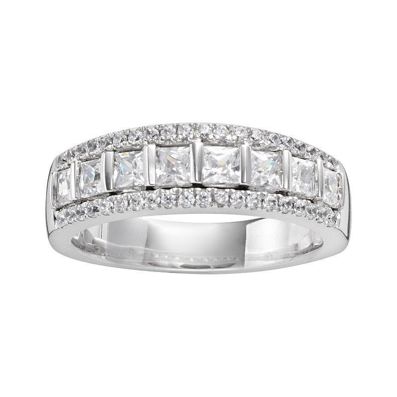 The Regal Collection 14k White Gold 1-ct. T.W. IGL Certified Princess-Cut Diamond Multirow Wedding Ring, Womens Product Image