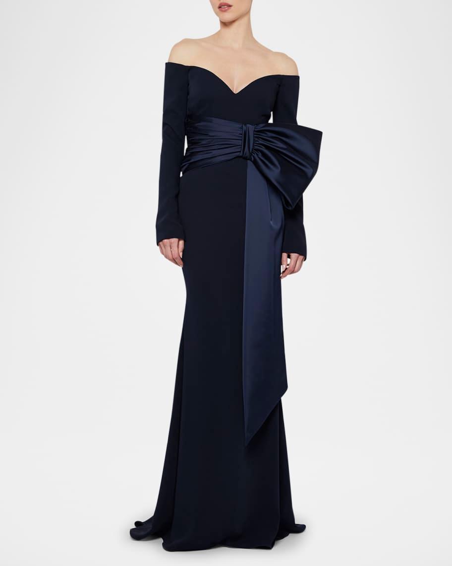 Kate Off-The-Shoulder Bow Trumpet Gown Product Image