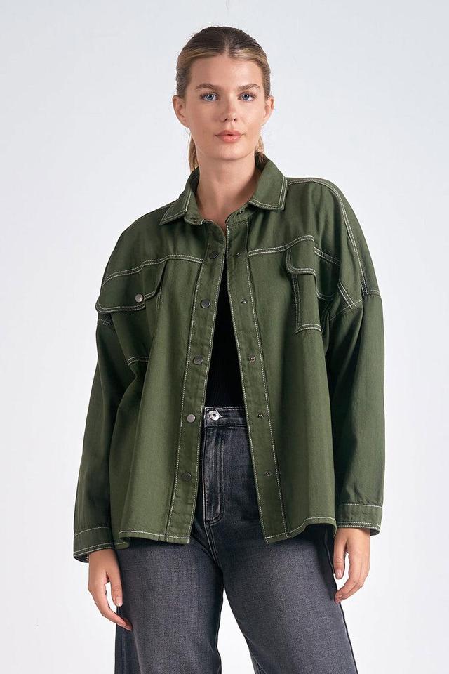 CONTRAST STITCH BUTTON JACKET Product Image