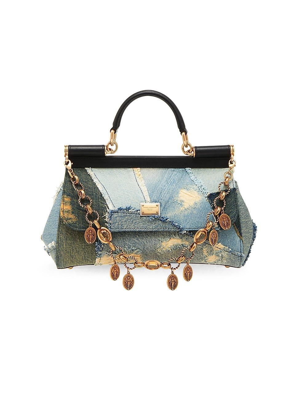 Womens Sicily Distressed Denim Top Handle Bag Product Image