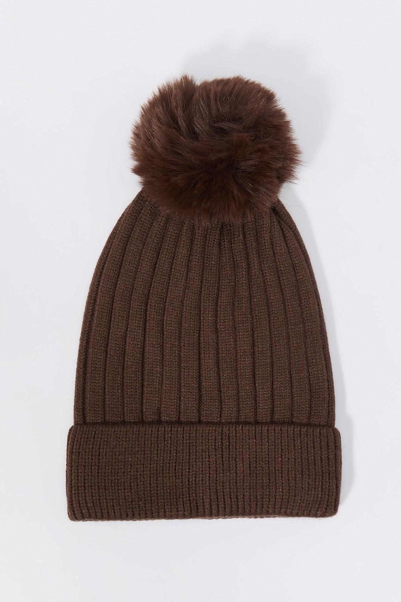 Ribbed Knit Beanie with Pom Pom Female product image