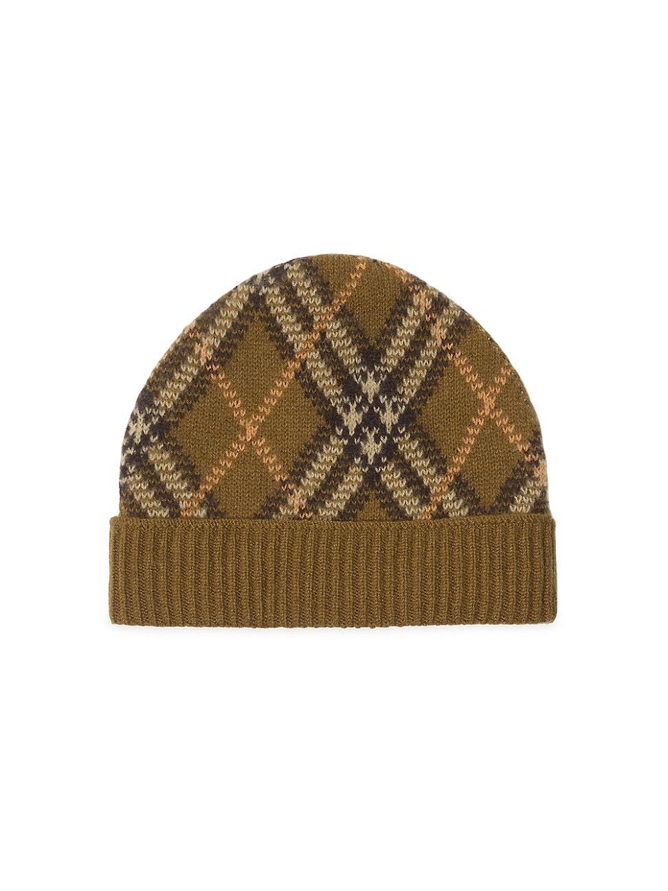 Men's Cashmere Check Beanie Hat Product Image