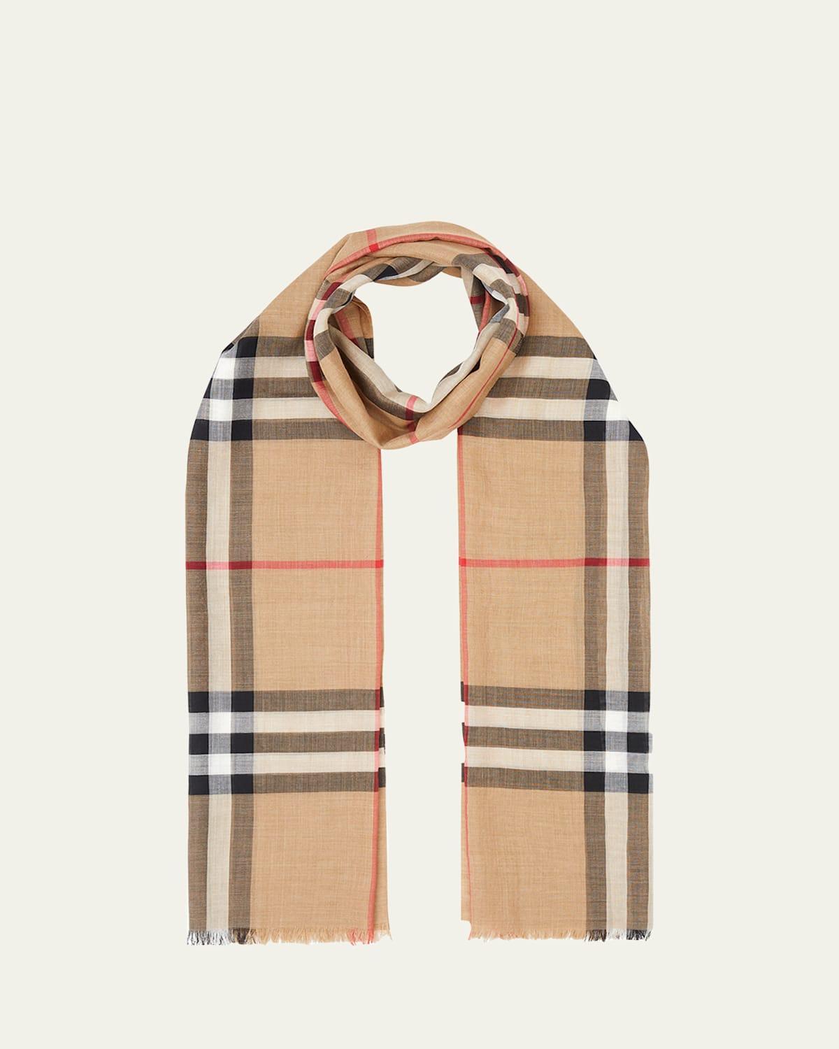 burberry Giant Check Print Wool & Silk Scarf Product Image