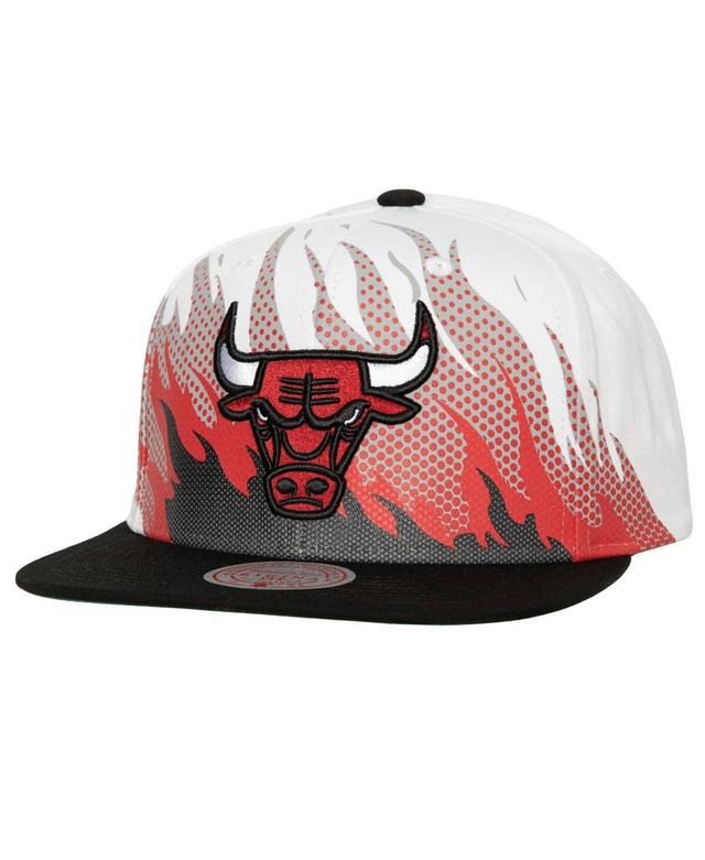 Mens Mitchell & Ness White Chicago Bulls Hot Fire Snapback Hat Product Image