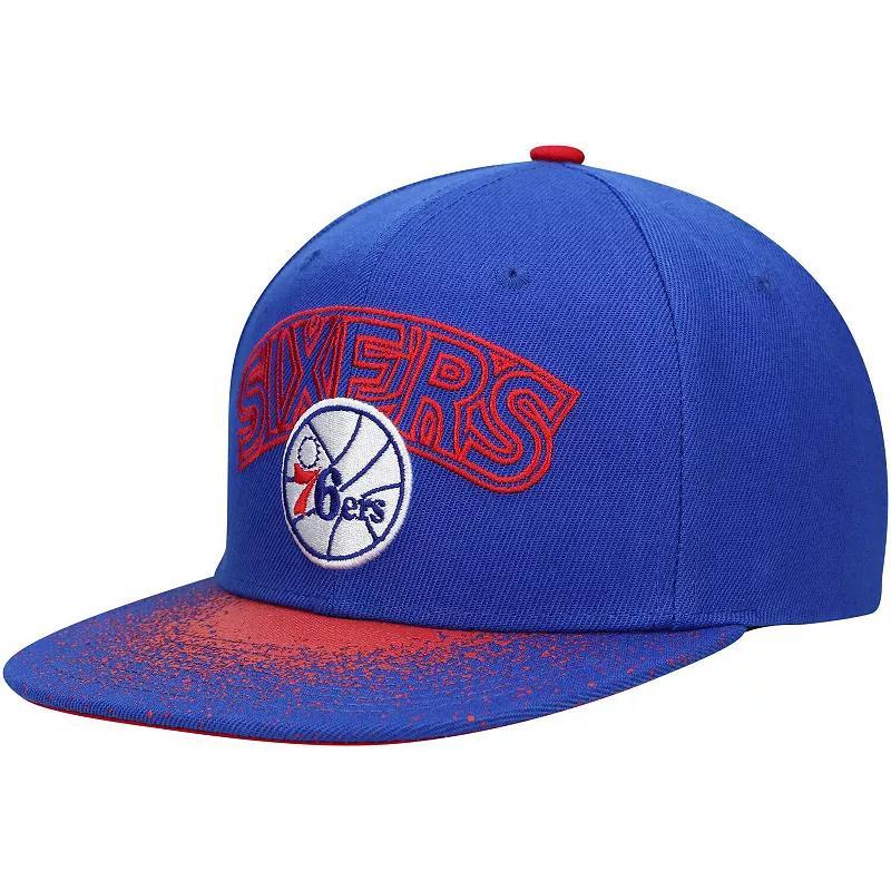 Mens Mitchell & Ness Blue Philadelphia 76ers Hardwood Classics Energy Re-Take Speckle Brim Snapback Hat Product Image