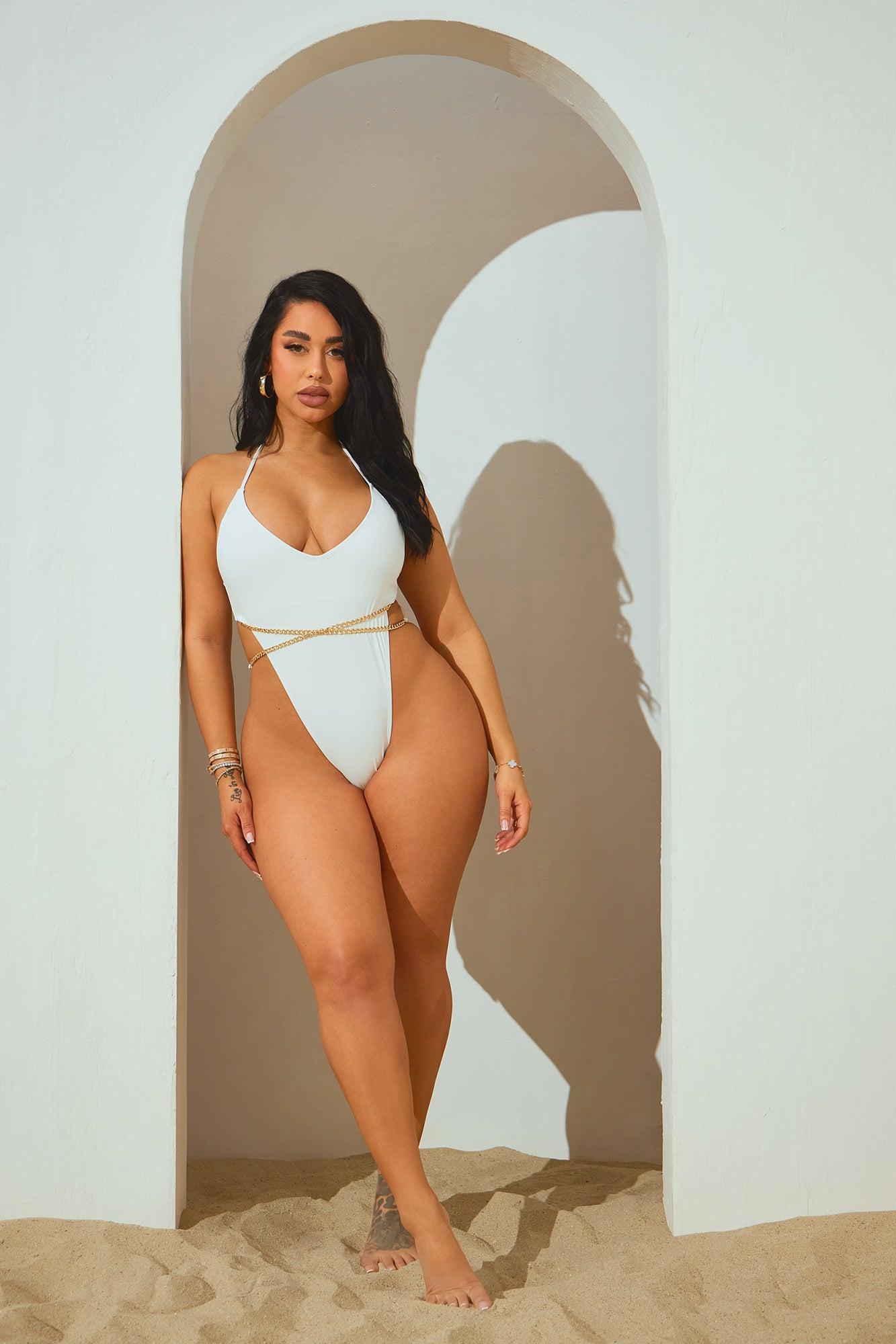 Courtney Chain 1 Piece Swimsuit - White Product Image