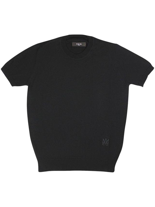 Logo-embroidered Cotton T-shirt In Black Product Image