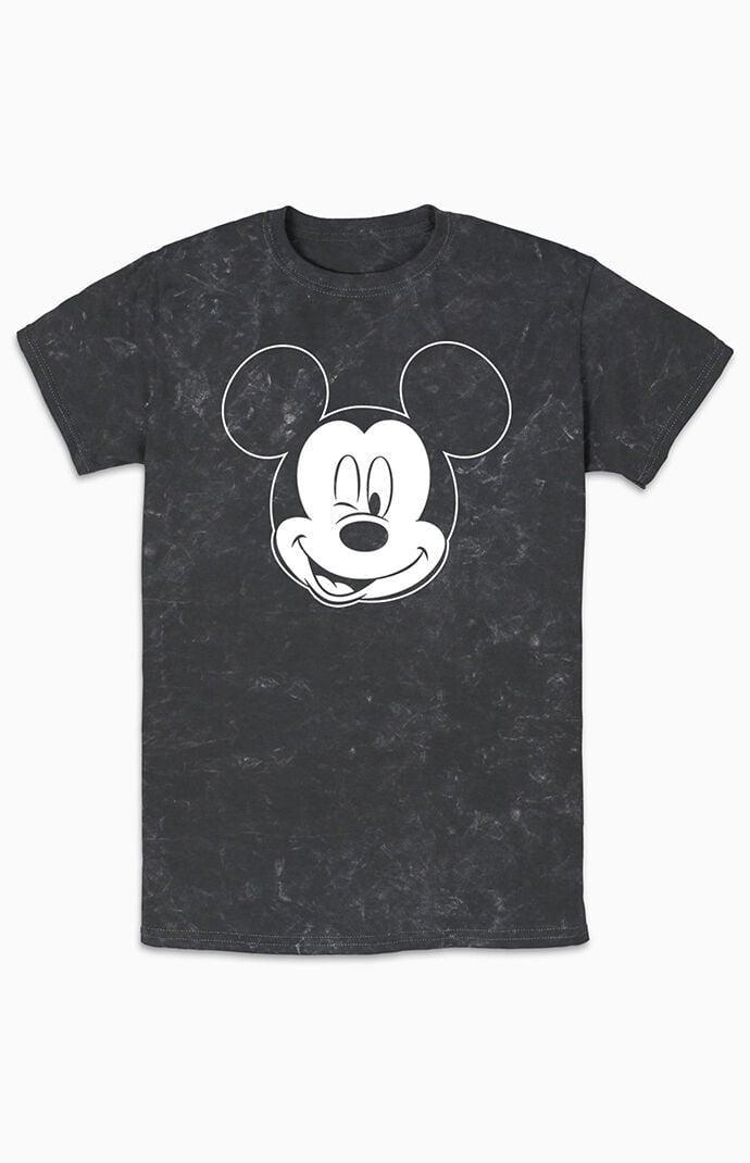 Mens Disney Mickey Mouse Large White Outline Winking Face Bomabrd Wash Tee Product Image