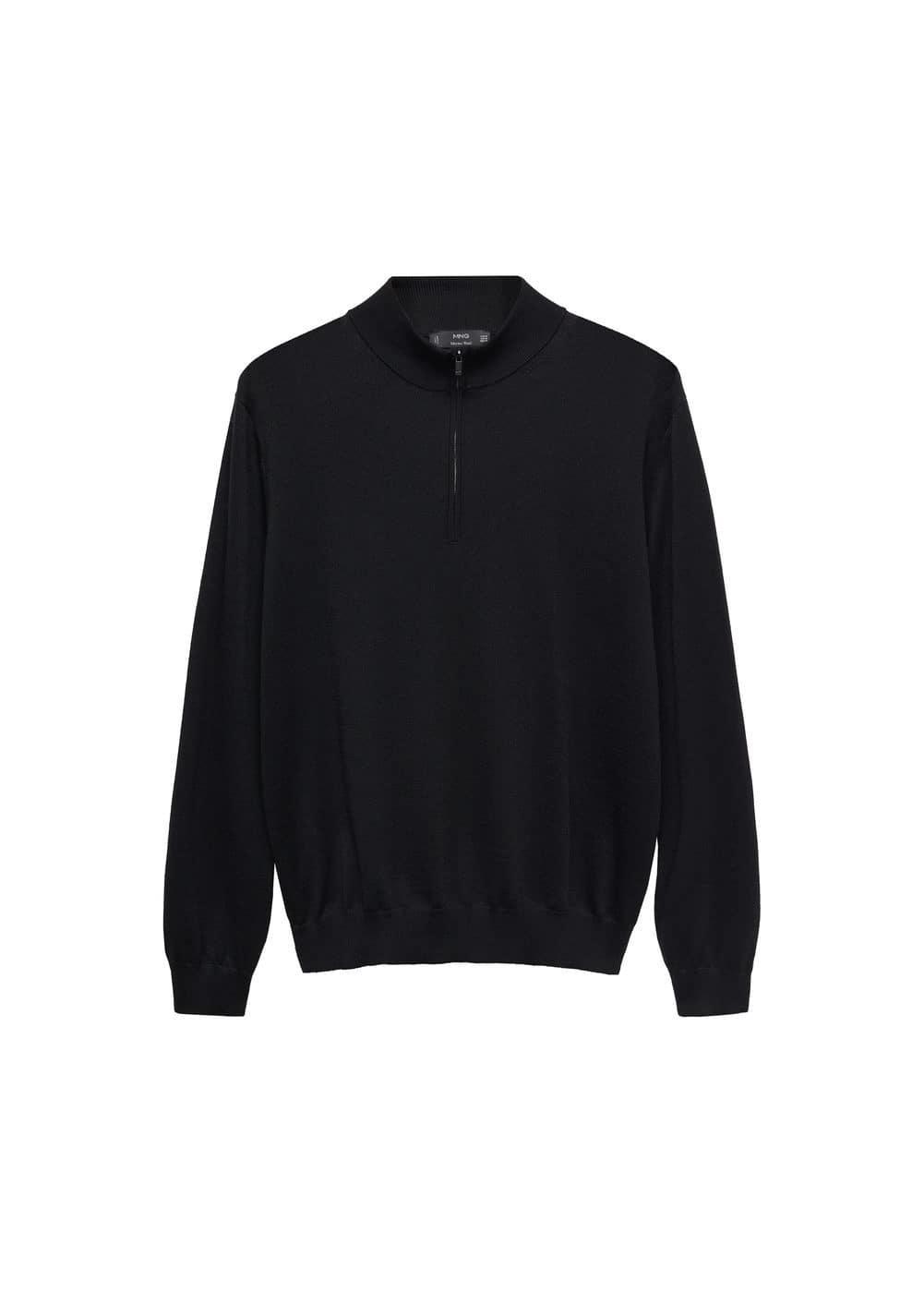 MANGO MAN - 100% merino wool sweater with zipper collar blackMen Product Image