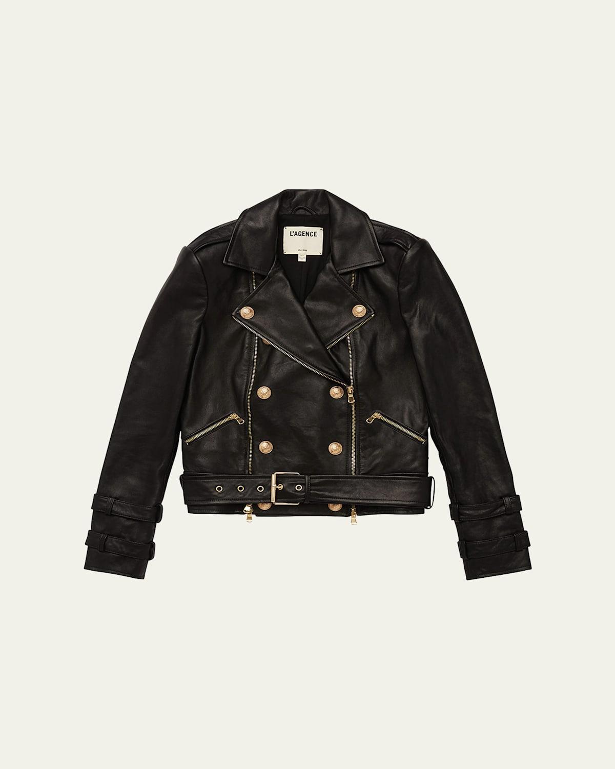 Billie Belted Leather Jacket Product Image