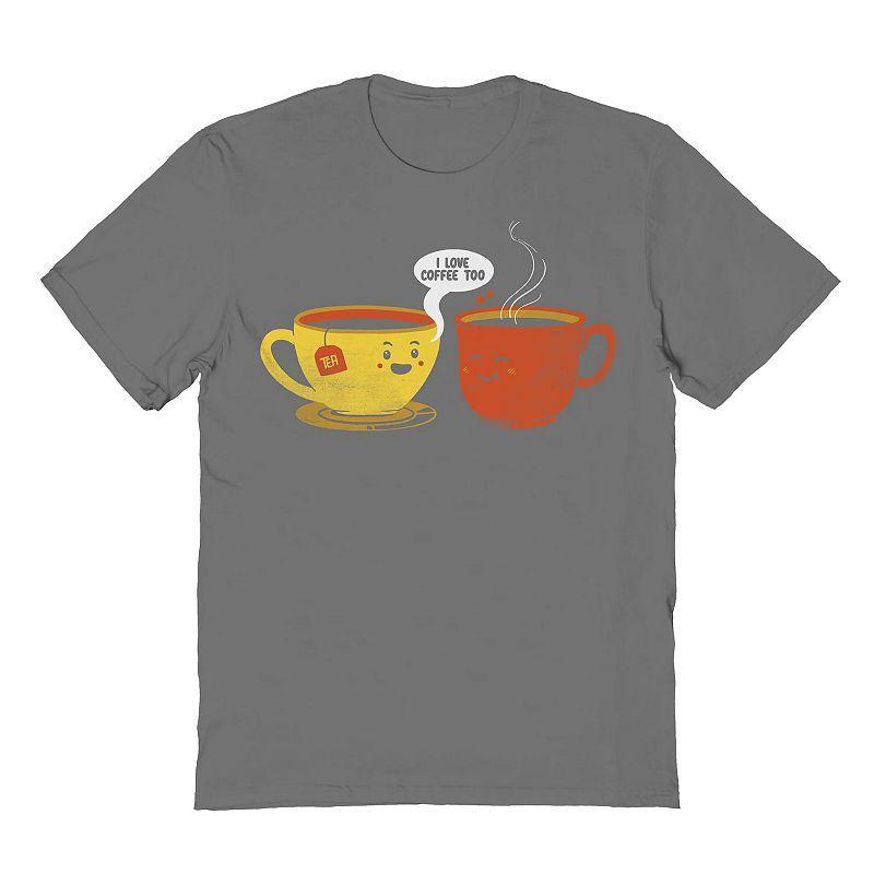 Mens I Love Coffee Too Valentines Graphic Tee Grey Product Image