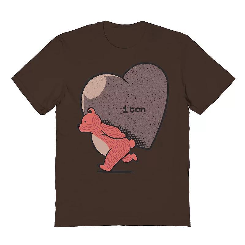 Mens Bear My Love Valentines Graphic Tee Dark Brown Product Image