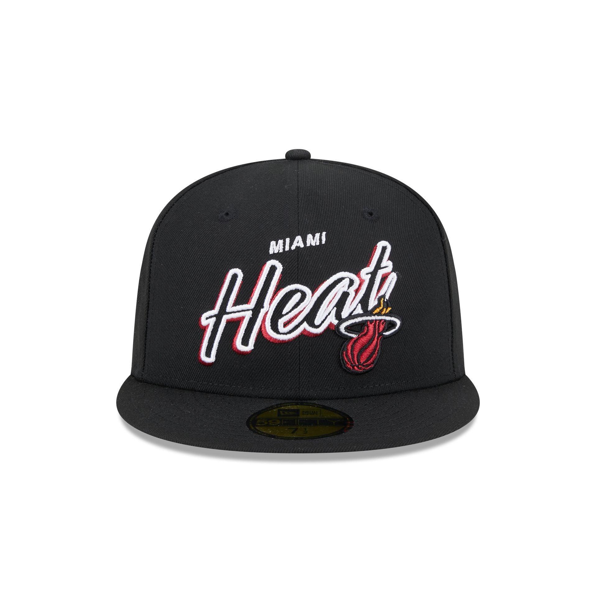 Miami Heat Script Sided 59FIFTY Fitted Hat Male Product Image