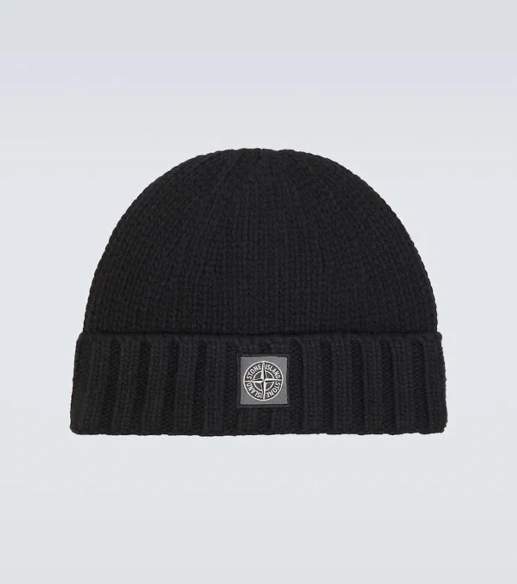 Compass Virgin Wool Beanie In Black Product Image