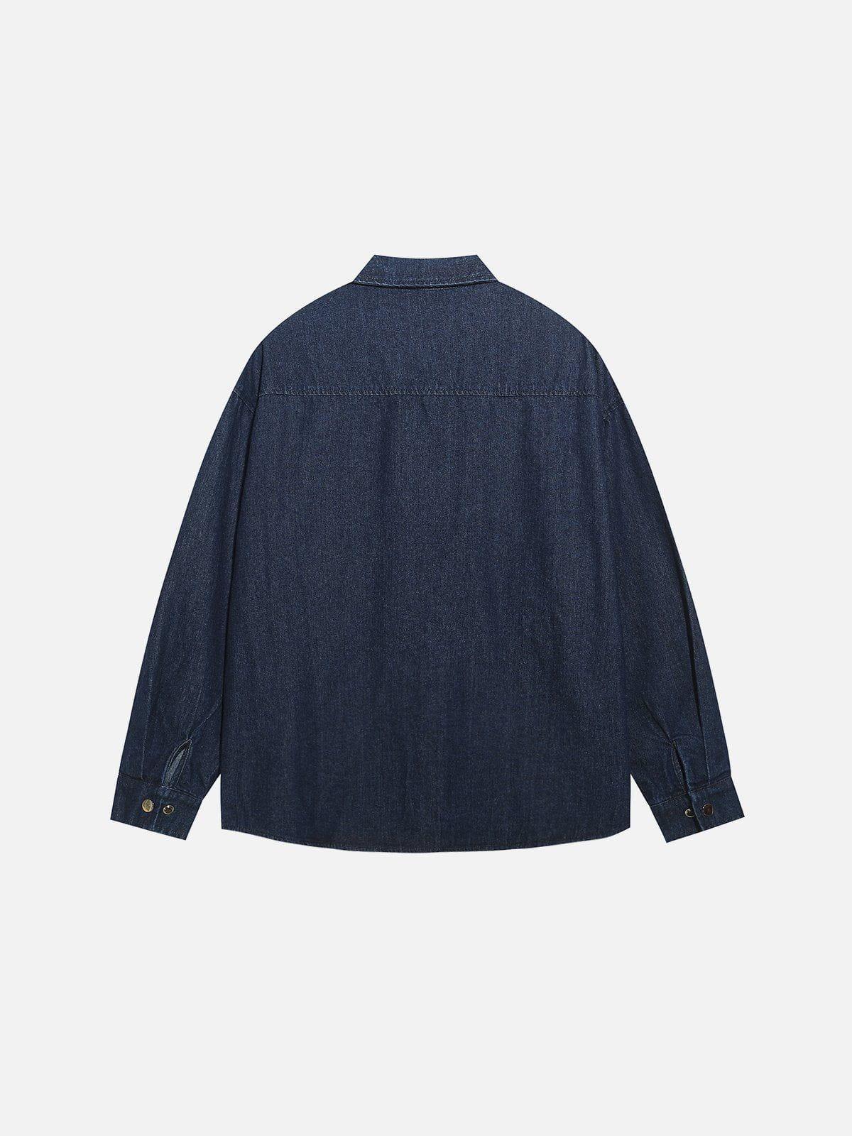 Aelfric Eden Embroidery Denim Long Sleeve Shirt Product Image