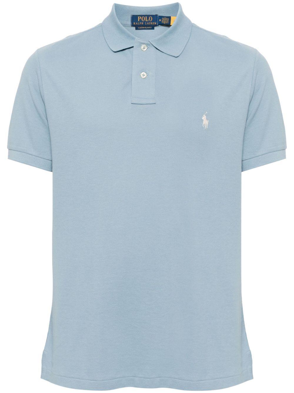 POLO RALPH LAUREN Cotton Mesh Slim-fit Polo Shirt In Blue Product Image